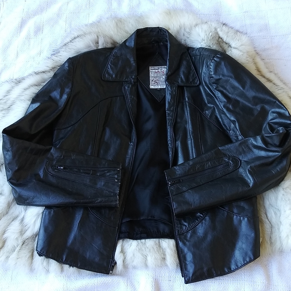 Leather jacket by Scott grey size 42 women